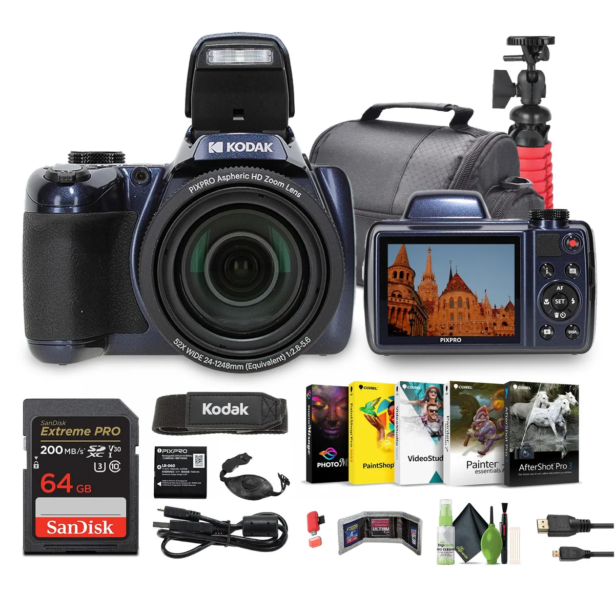 Kodak Kodak PIXPRO AZ528 16MP Camera Kit 64GB Blue — product photo