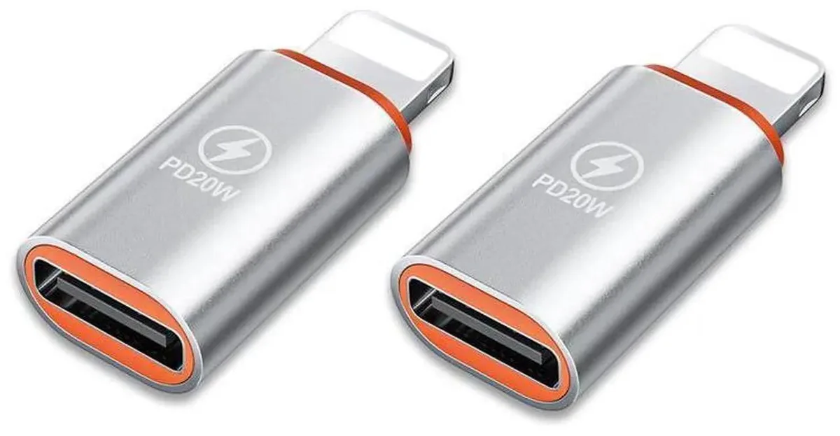 DIXSG DIXSG USB C to Lightning Adapter 2 Pack 20W PD Silver — product photo