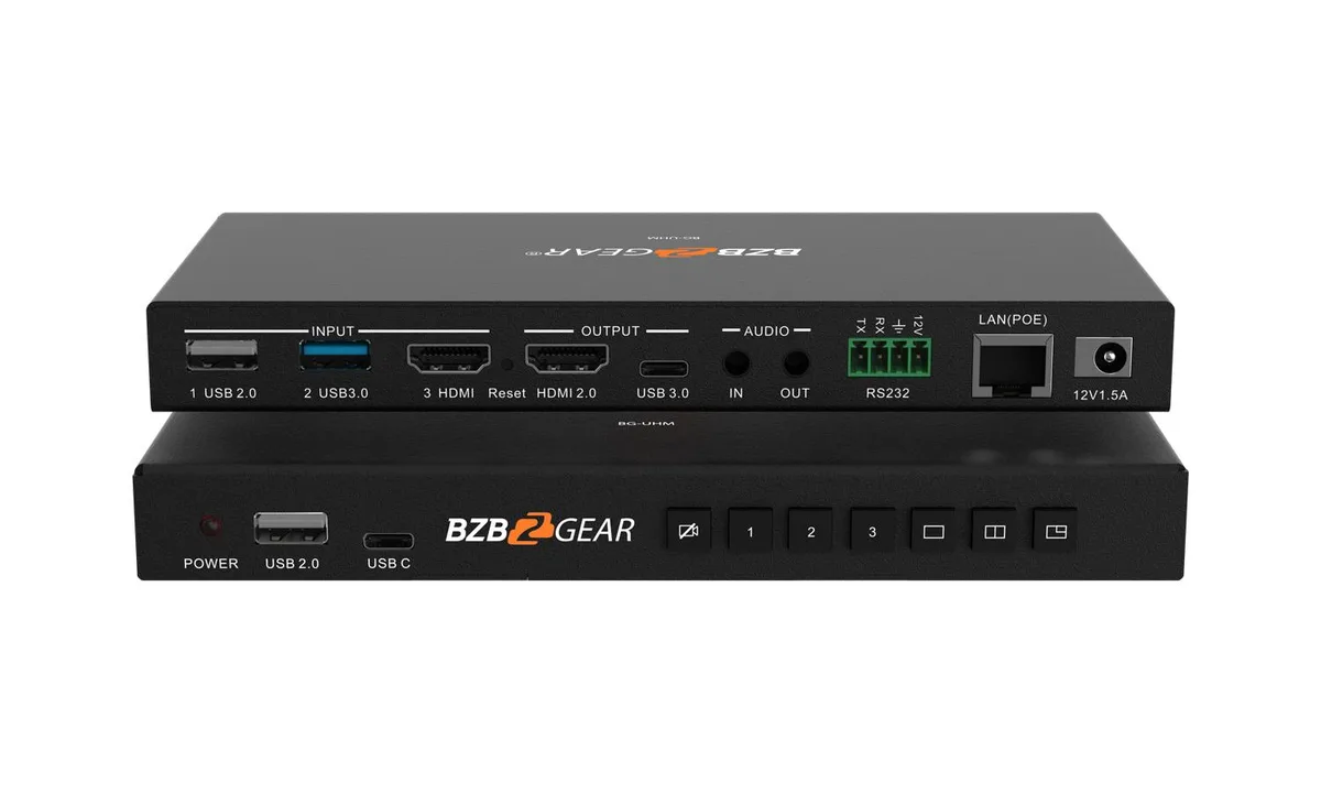 BZBGEAR BZBGEAR BG-UHM 3-Port 4K UHD USB/HDMI Video Selector Mixer — product photo