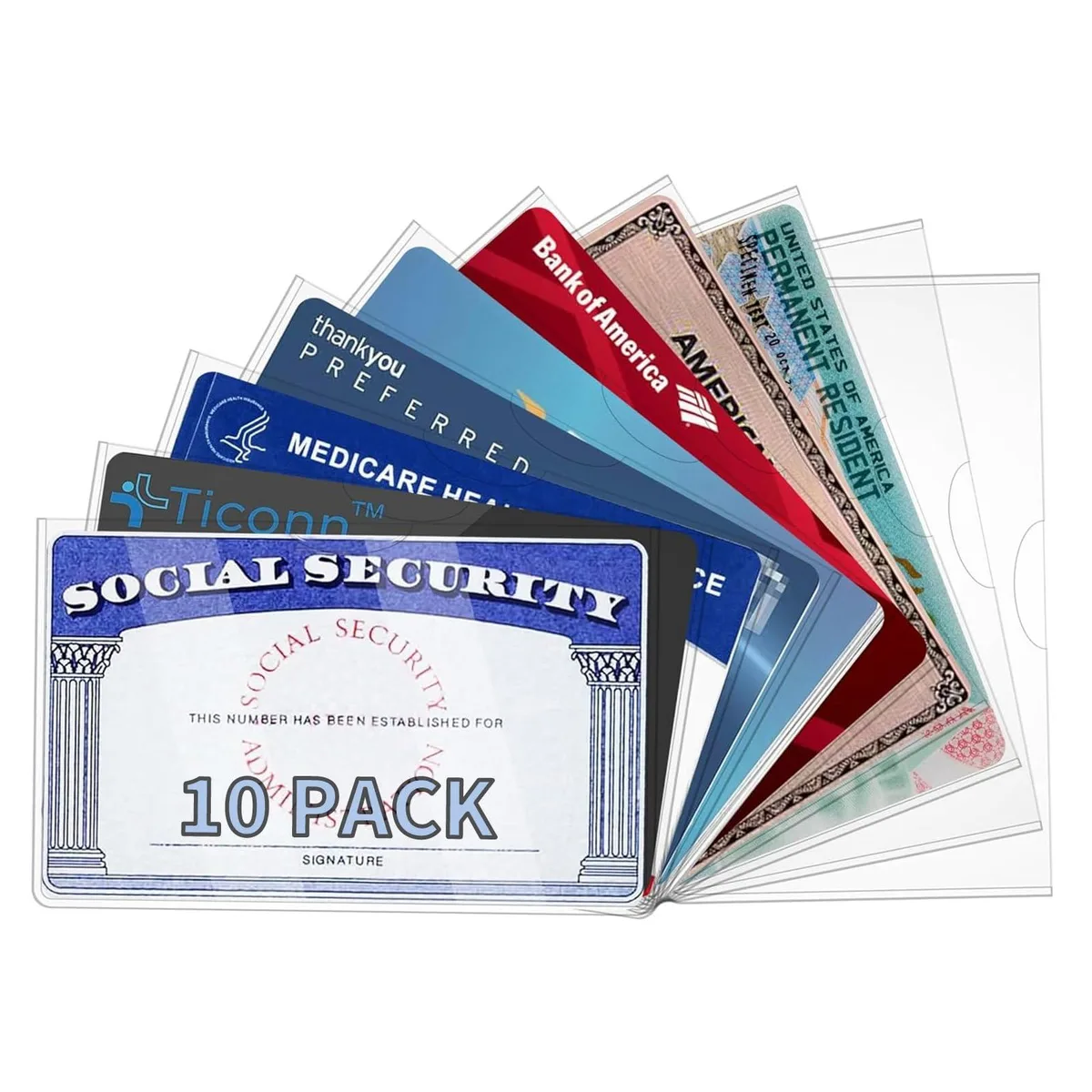  UEHSNI ZJKT1234 10 Pack Clear Vinyl Card Sleeves 3.8 x 2.32 in 24 Mil — product photo