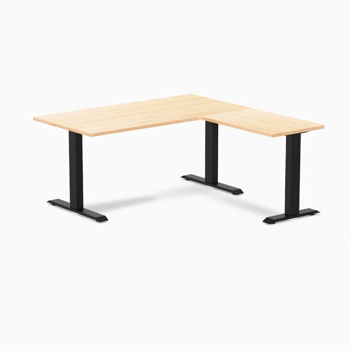 Desky Desky Zero Hardwood L-Shape Office Desk Maple 60 x 30 x 62 x 20 in Matte Black — product photo