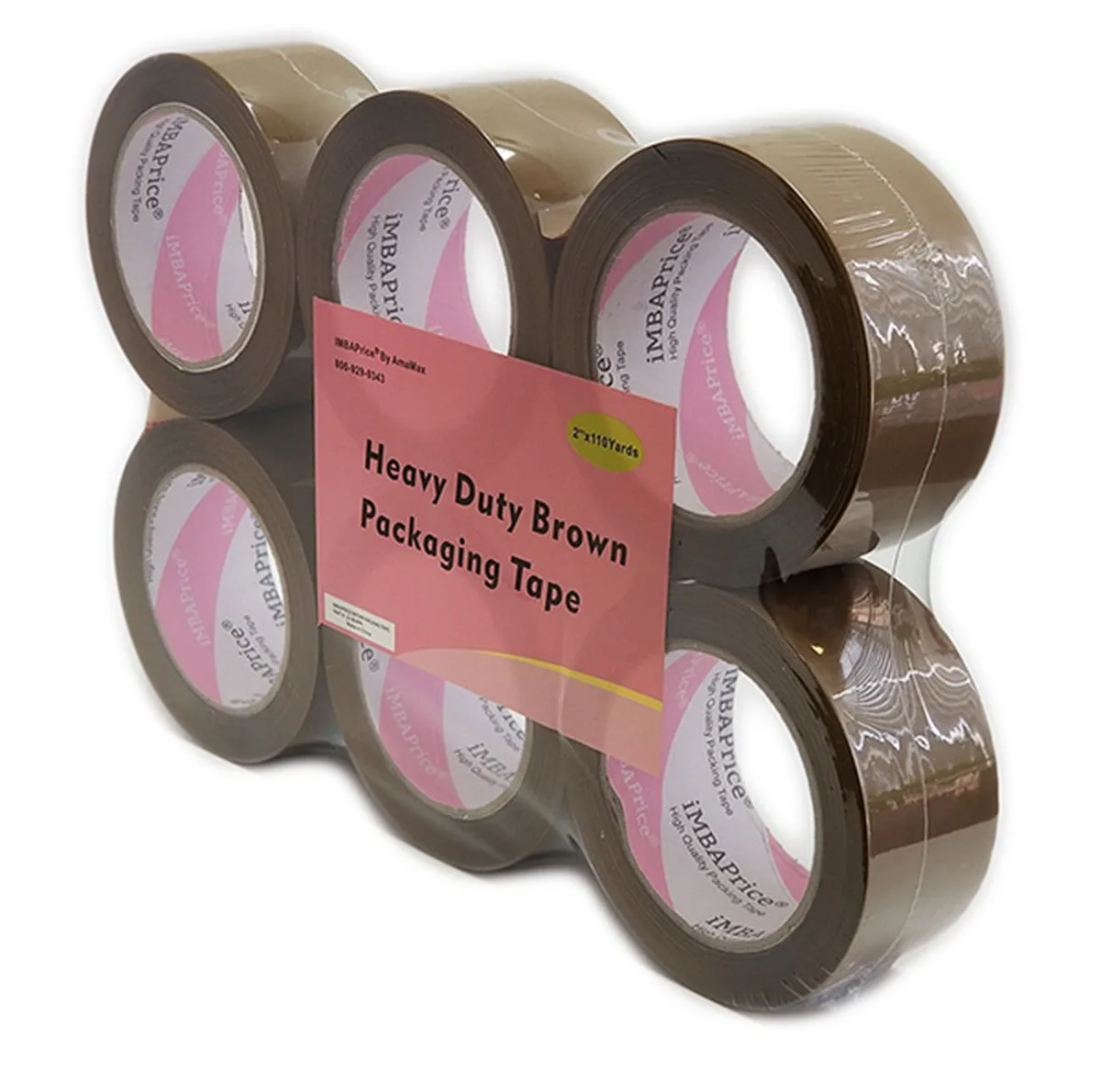 iMBAPrice iMBAPrice Brown Sealing Tape 6 Rolls 110 Yards 1.8 Mil Tan — product photo