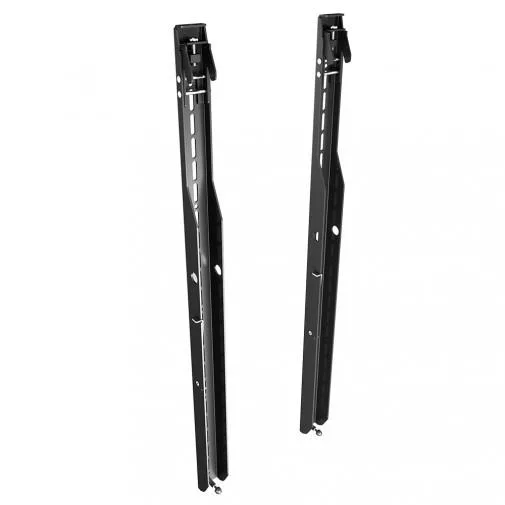 Pair of black steel vertical brackets for video wall mounting