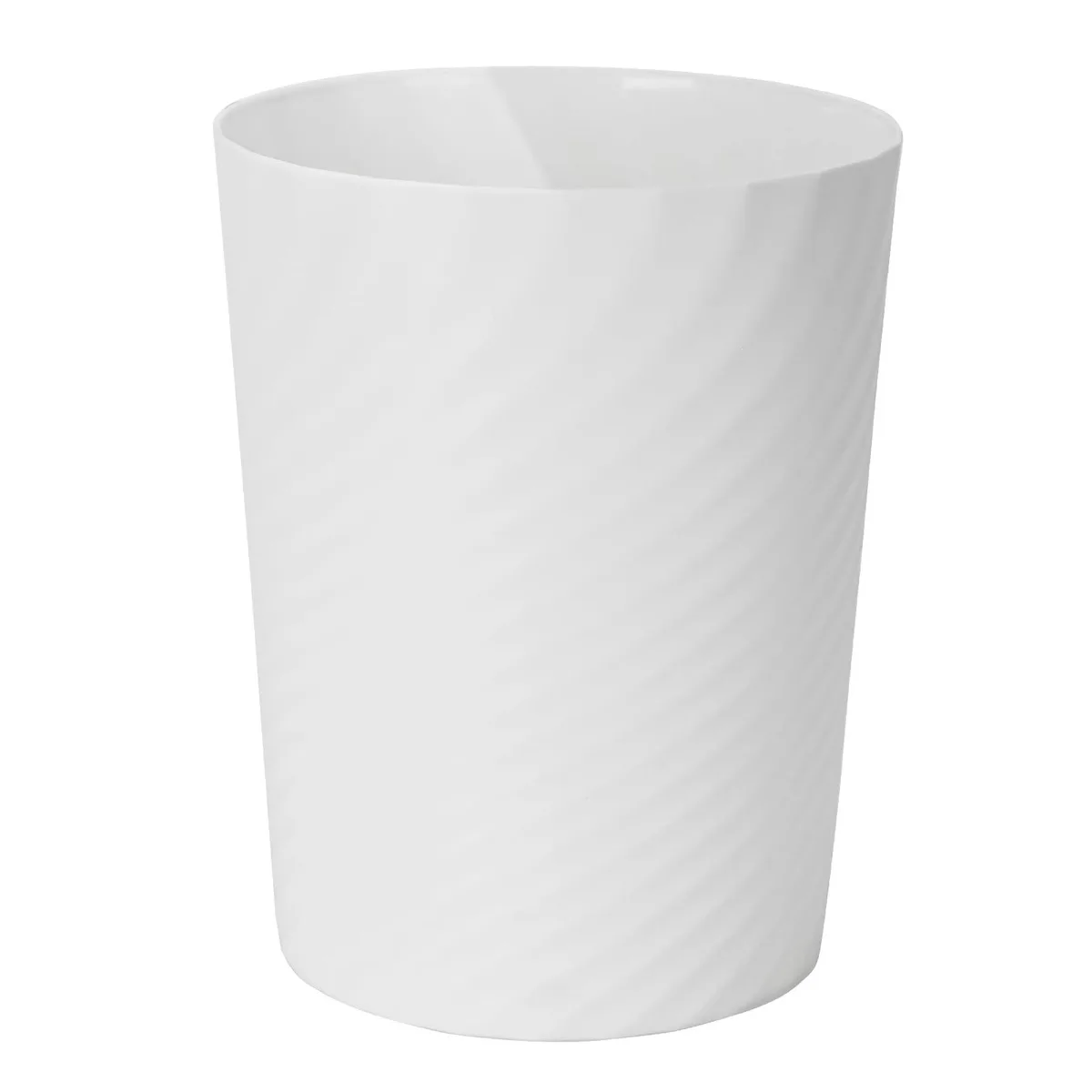 Small white plastic wastebasket, rectangular with rounded corners, 1.8 gallon capacity