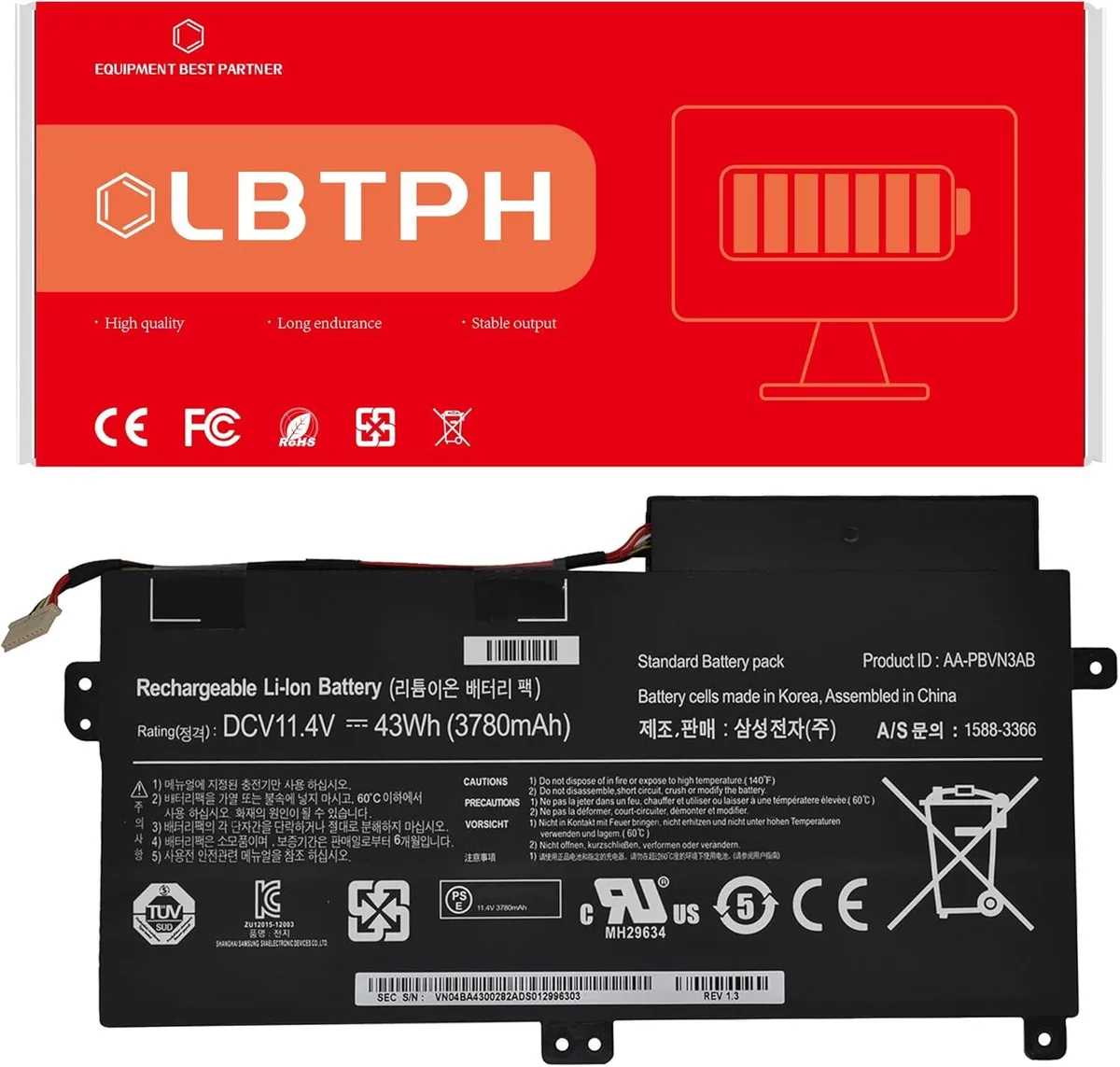 PISKEKAT PISKEKAT AA-PBVN3AB 11.4V 43Wh laptop battery — product photo