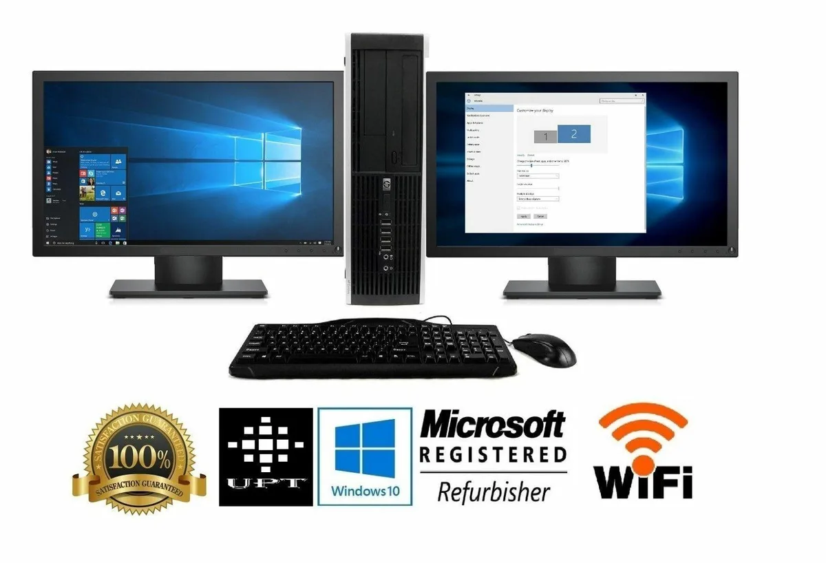 HP HP Desktop 6200/8200 i5 3.1GHz 4GB 250GB HDD Win 10 Dual 22" LCD Wi-Fi — product photo
