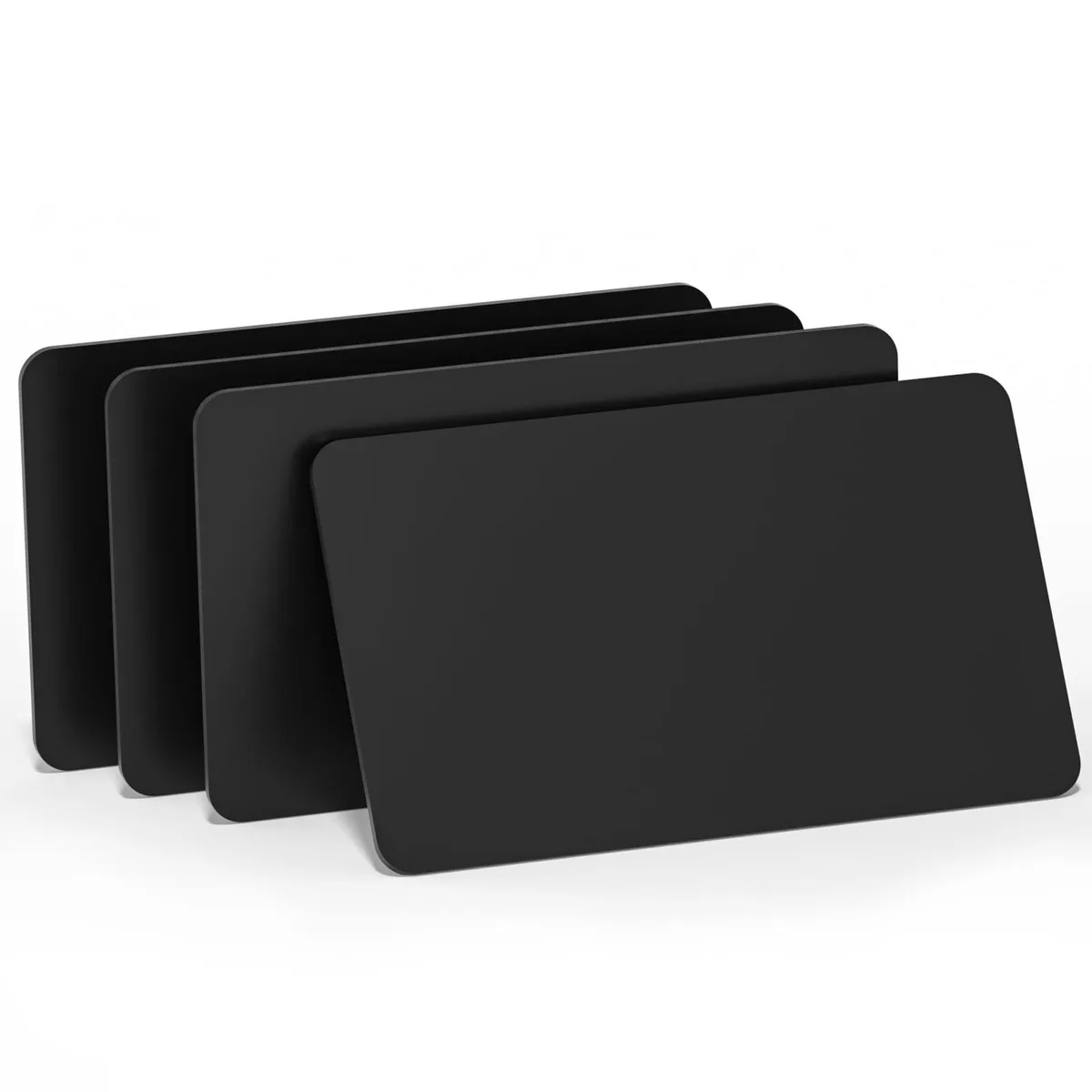 Twenty black rectangular PVC cards smooth glossy finish