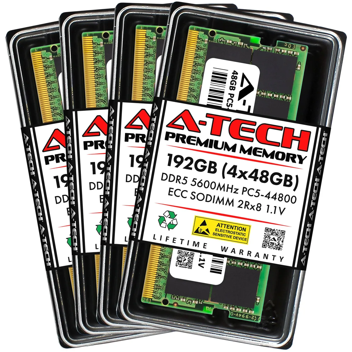 A-Tech A-Tech 192GB (4x48GB) DDR5 5600 ECC SODIMM 262-Pin 1.1V 2Rx8 server RAM — product photo