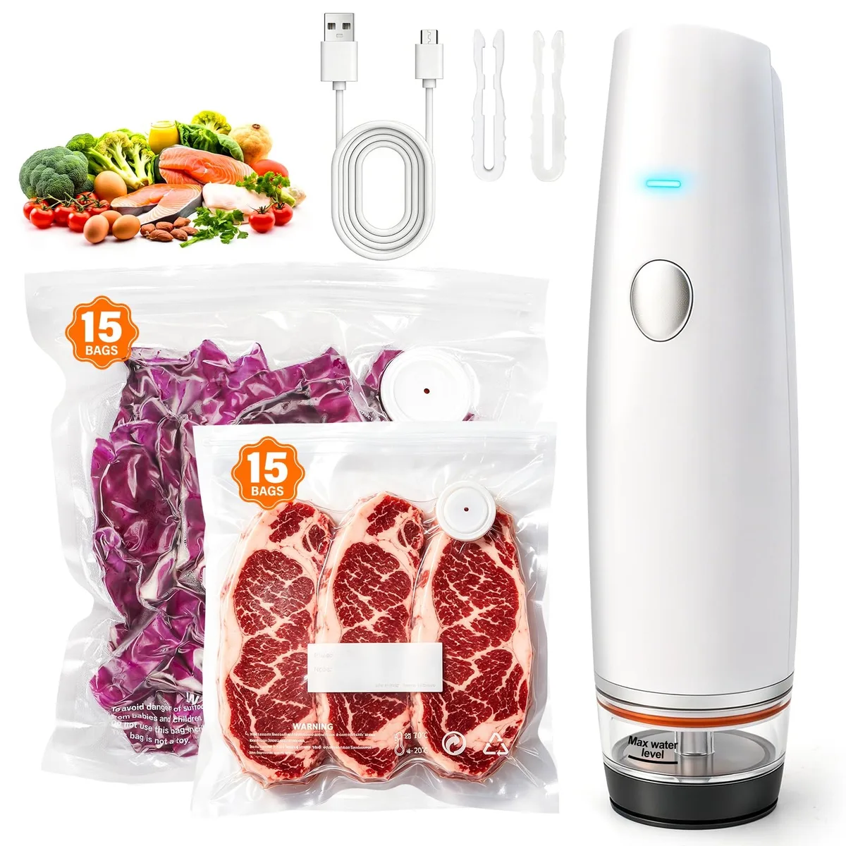  FoodSaver MZROT Compact Vacuum Sealer White 80kPa 1200mAh 30 Bags — product photo