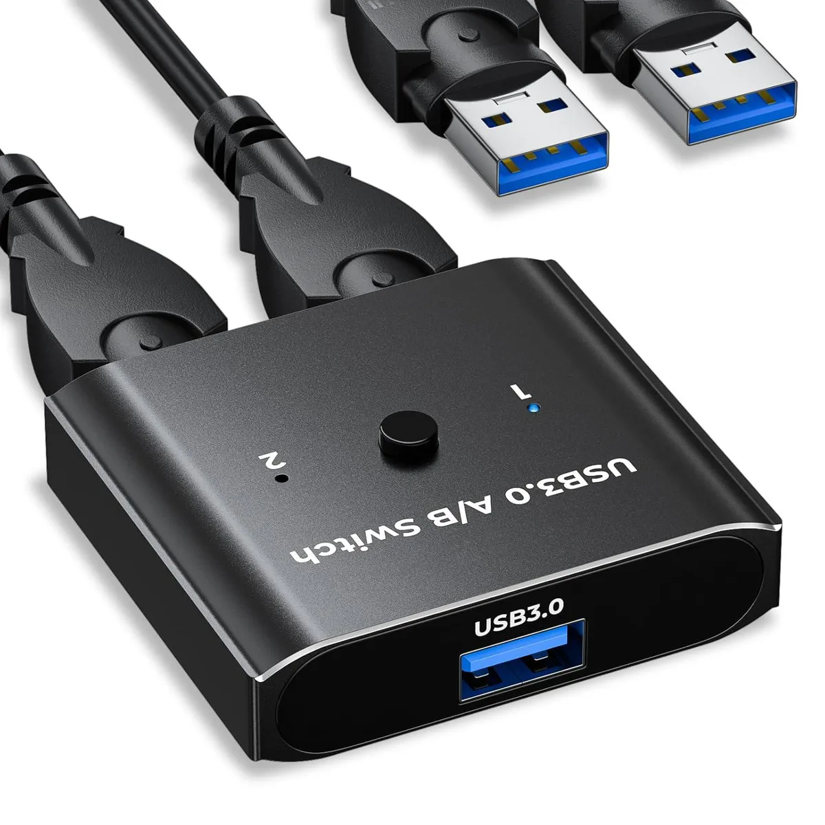 AUTYUE AUTYUE USB 3.0 Switch 2 Ports Bi-Directional 2 Cables — product photo