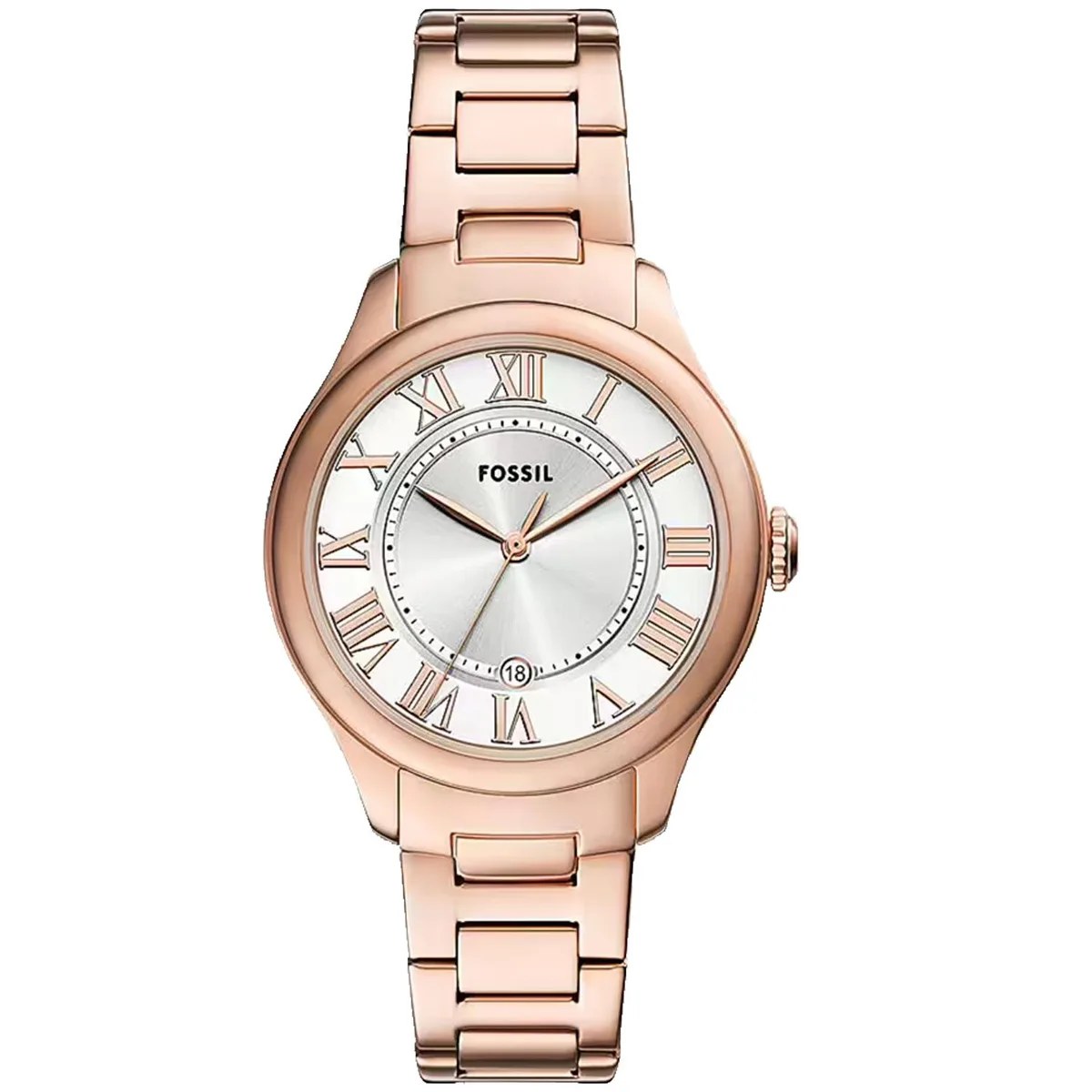 Silver stainless-steel watch with matching bracelet and silver dial