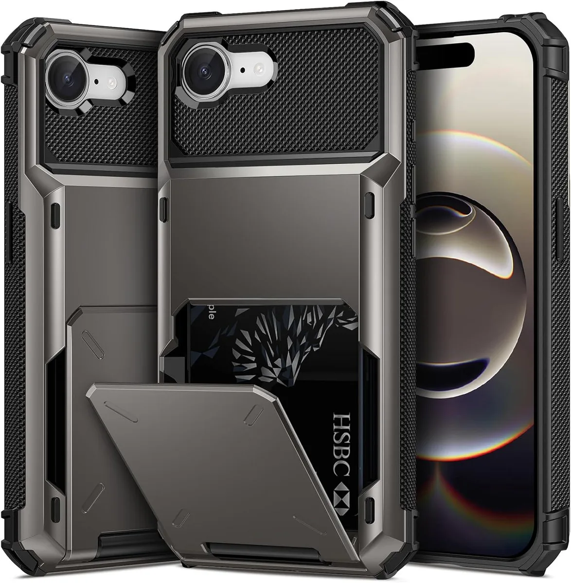 BONAEVER BONAEVER iPhone 16e 6.1 inch Wallet Case Gray — product photo