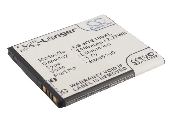 Rectangular black smartphone battery with gold contacts and printed labels
