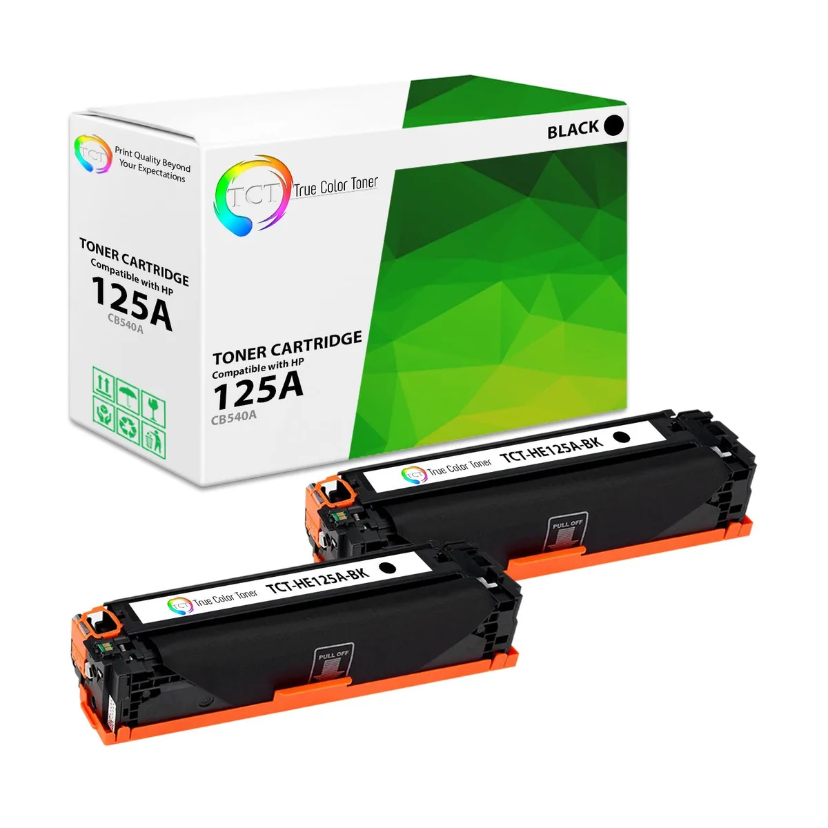 True Color Toner True Color Toner 125A Black Toner Cartridge 2 Pack CB540A 2200 Pages — product photo