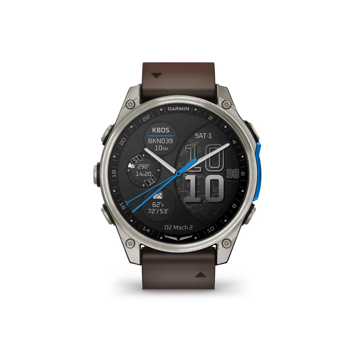 Garmin Garmin D2 Mach 2 47mm Smartwatch Oxford Brown Leather Band — product photo