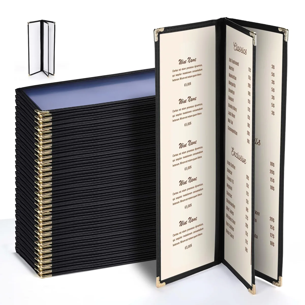 Yescom USA, Inc. Yescom USA, Inc. 26MNC031-414B3-06-30 30 Pcs Menu Cover Accessory 6 View 4.25 x 14 — product photo