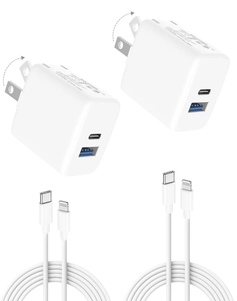 KEHIPI KEHIPI KKY20P4543A-01 20W dual-port foldable charger with 6.6ft USB-C to Lightning cable iPad accessory — product photo