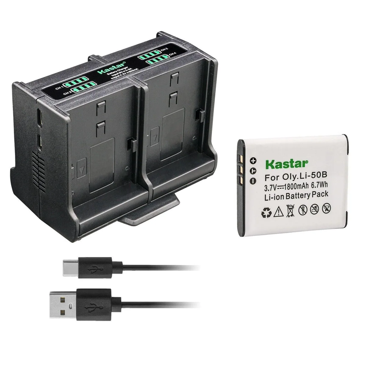 Kastar Kastar DB-100 Li-Ion 1800mAh Battery &amp; Quad USB Charger — product photo