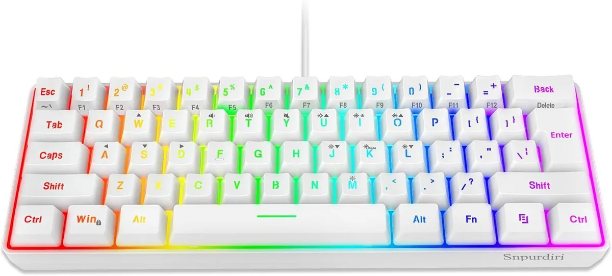 usbroway usbroway 60% Wired Gaming Keyboard 61 Keys RGB White — product photo