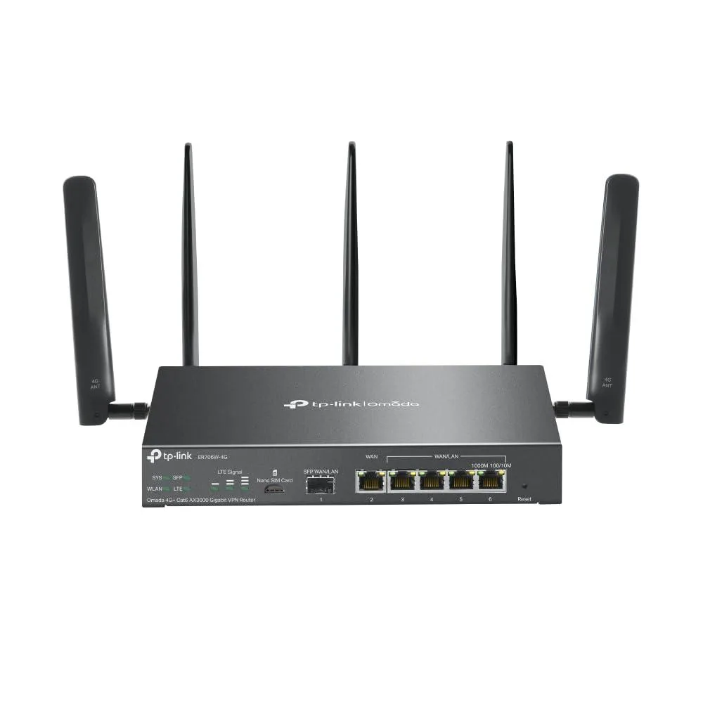 TP-Link TP-Link ER706W-4G Omada 4G+ Cat6 AX3000 wireless router — product photo