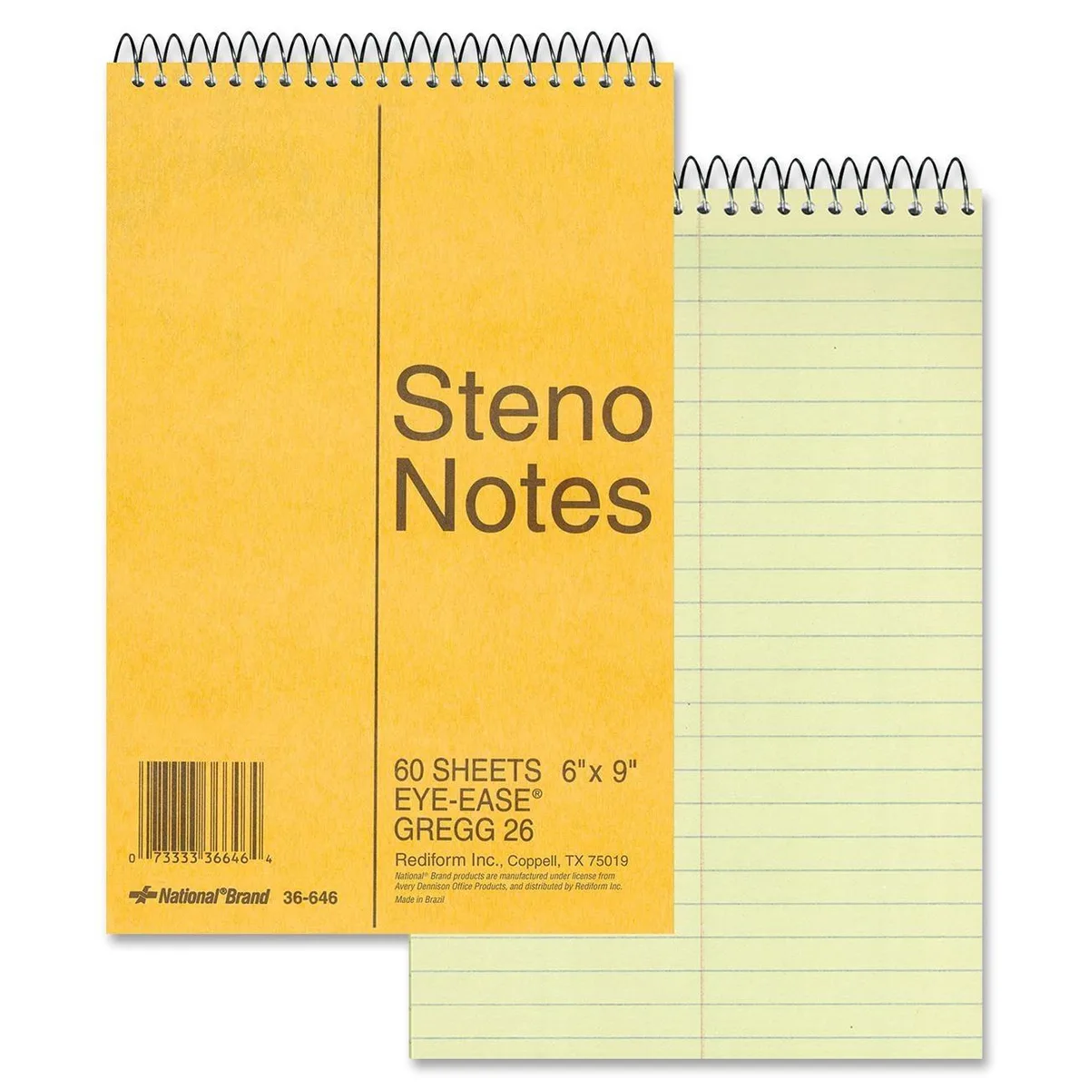 Rediform Rediform 36646 Steno Pad Gregg 26 Ruled Green 60 Sheet 6 x 9 — product photo
