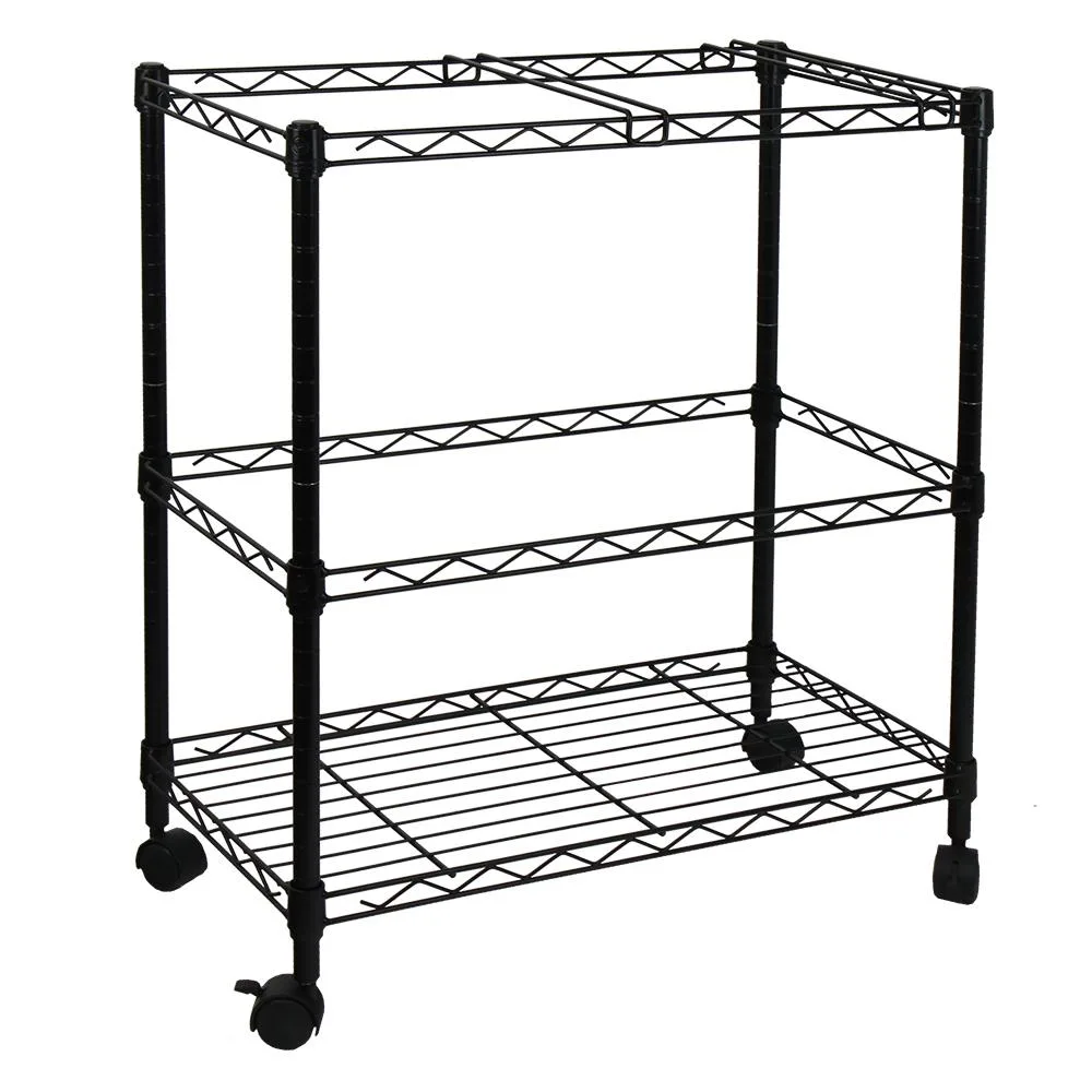 Oceanstar Oceanstar 2MRC1507 Black 2-Tier Metal Rolling File Cart office furniture 12.4" L x 24" W x 28" H — product photo