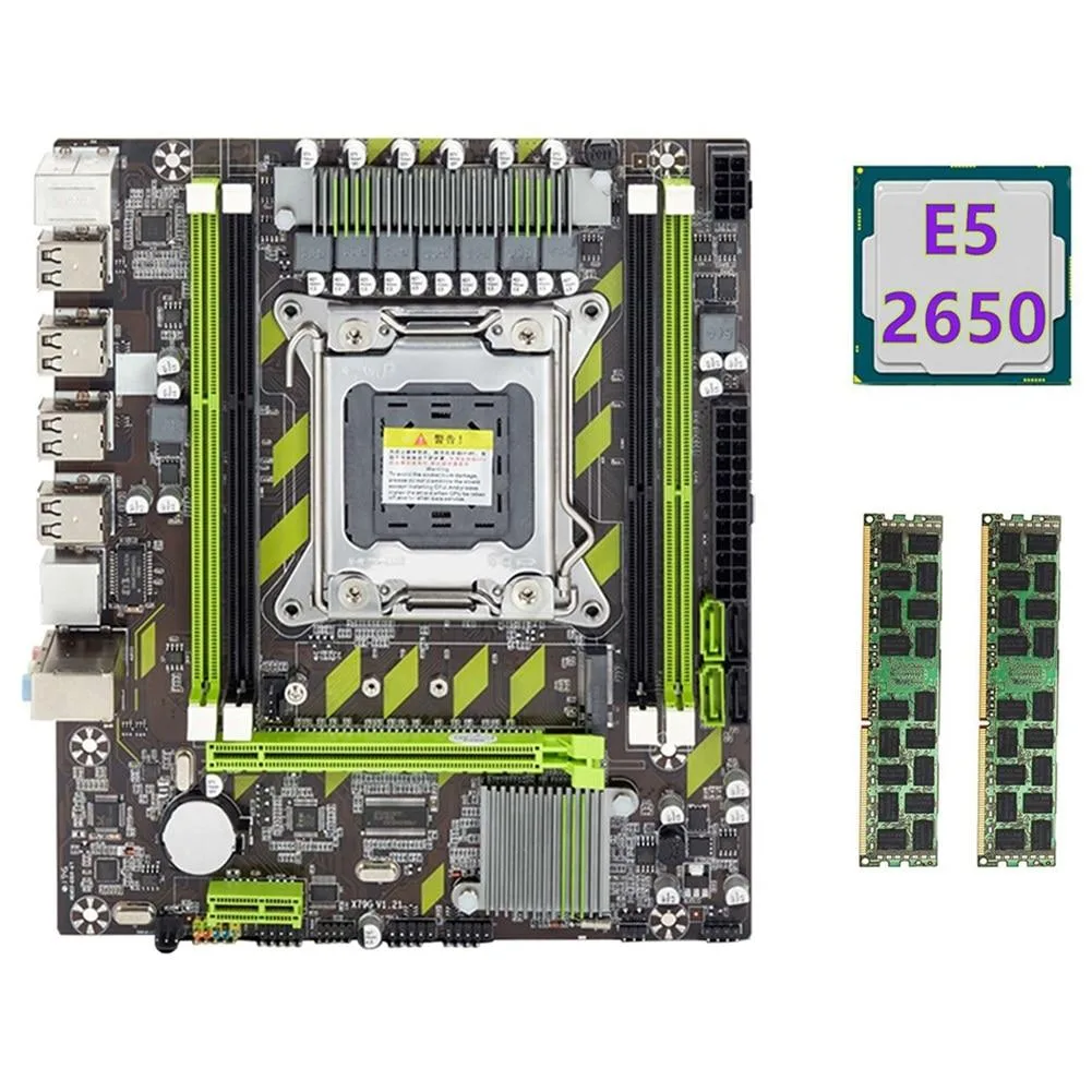 YINGHUA YINGHUA X79 server motherboard E5-2650 2×8GB DDR3 1600 REG ECC LGA 2011 NVME — product photo