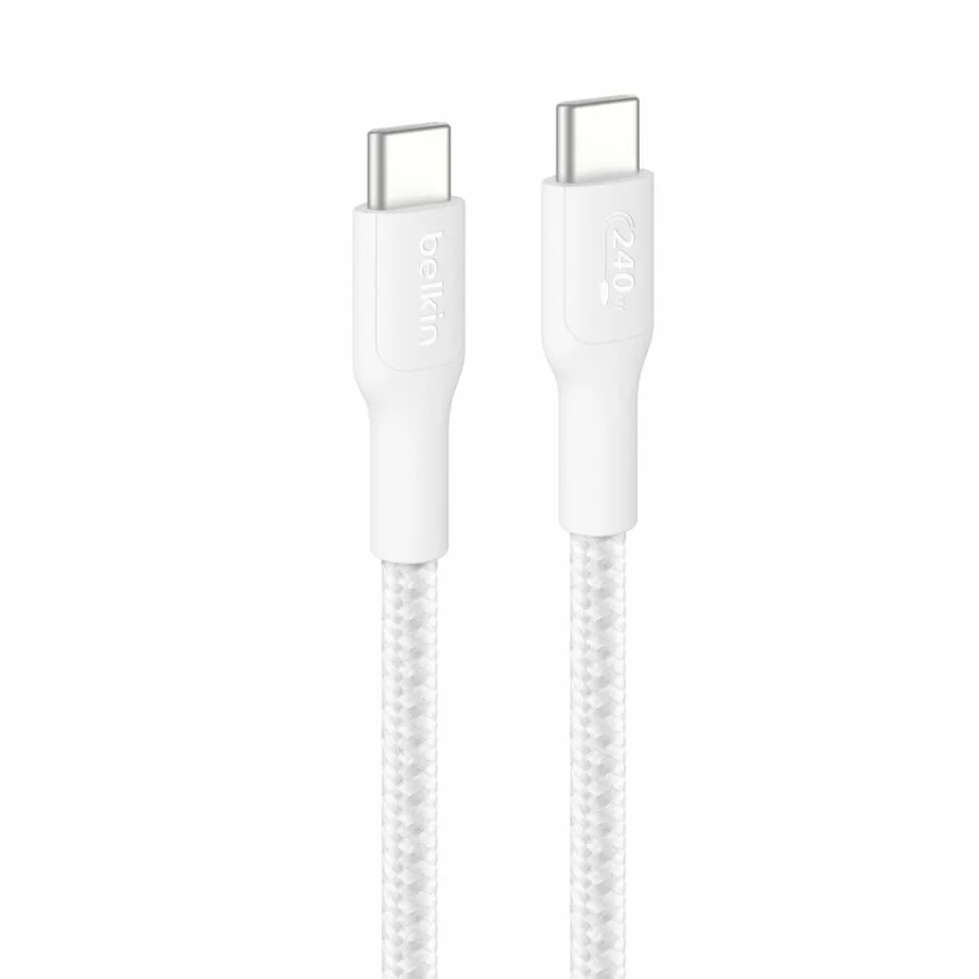 Belkin Belkin CAB025FQ2MWH USB-C to USB-C braided cable 240W 2 m white — product photo