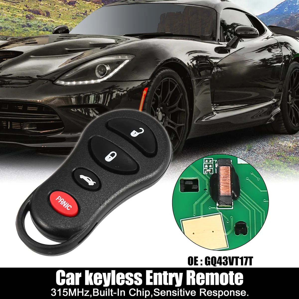 Unique-Bargains Unique-Bargains GQ43VT17T 315MHz 4-Button Remote Key Fob — product photo