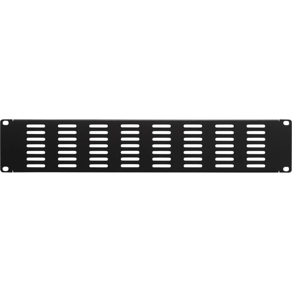 Black 2U slotted vent panel 19 inch cold rolled steel
