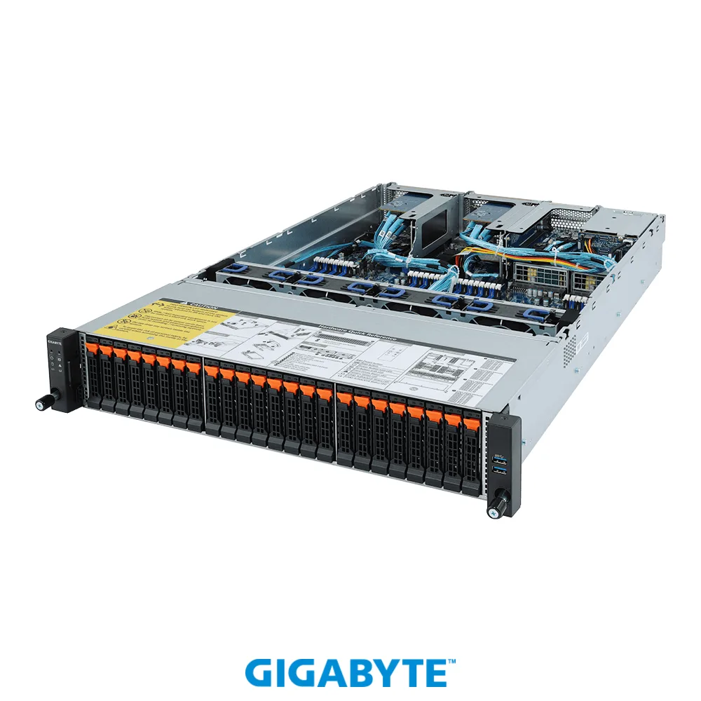 GIGABYTE GIGABYTE R282-Z92 barebone server 2U 24-bay NVMe EPYC 7002/7001 dual SP3 32 DIMM 1600W — product photo