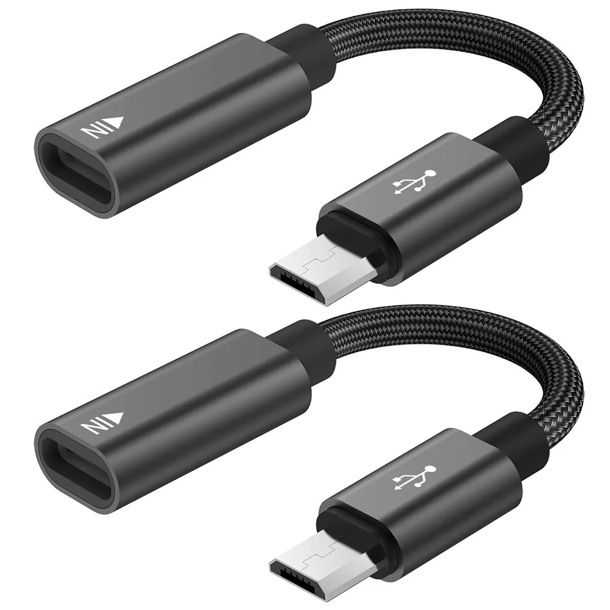  KUXIYAN USB-C to Micro USB adapter 2-pack phone cable — product photo