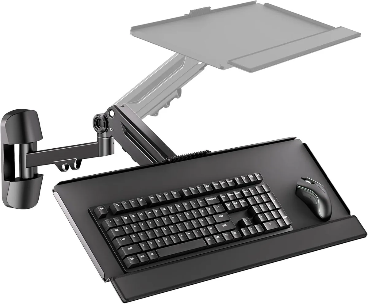 BFKK BFKK Wall Mount Keyboard Tray Monitor Arm 25.7x7.5 26.4 lbs Black — product photo