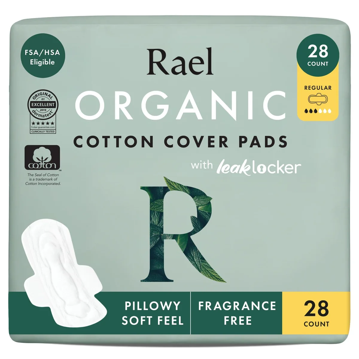  Rael Organic Cotton Sanitary Pads Moderate Regular 28 Ct — product photo