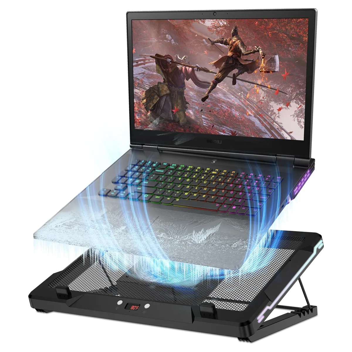  ENHANCE DE025NF laptop cooling pad with movable 5.5" fan — product photo