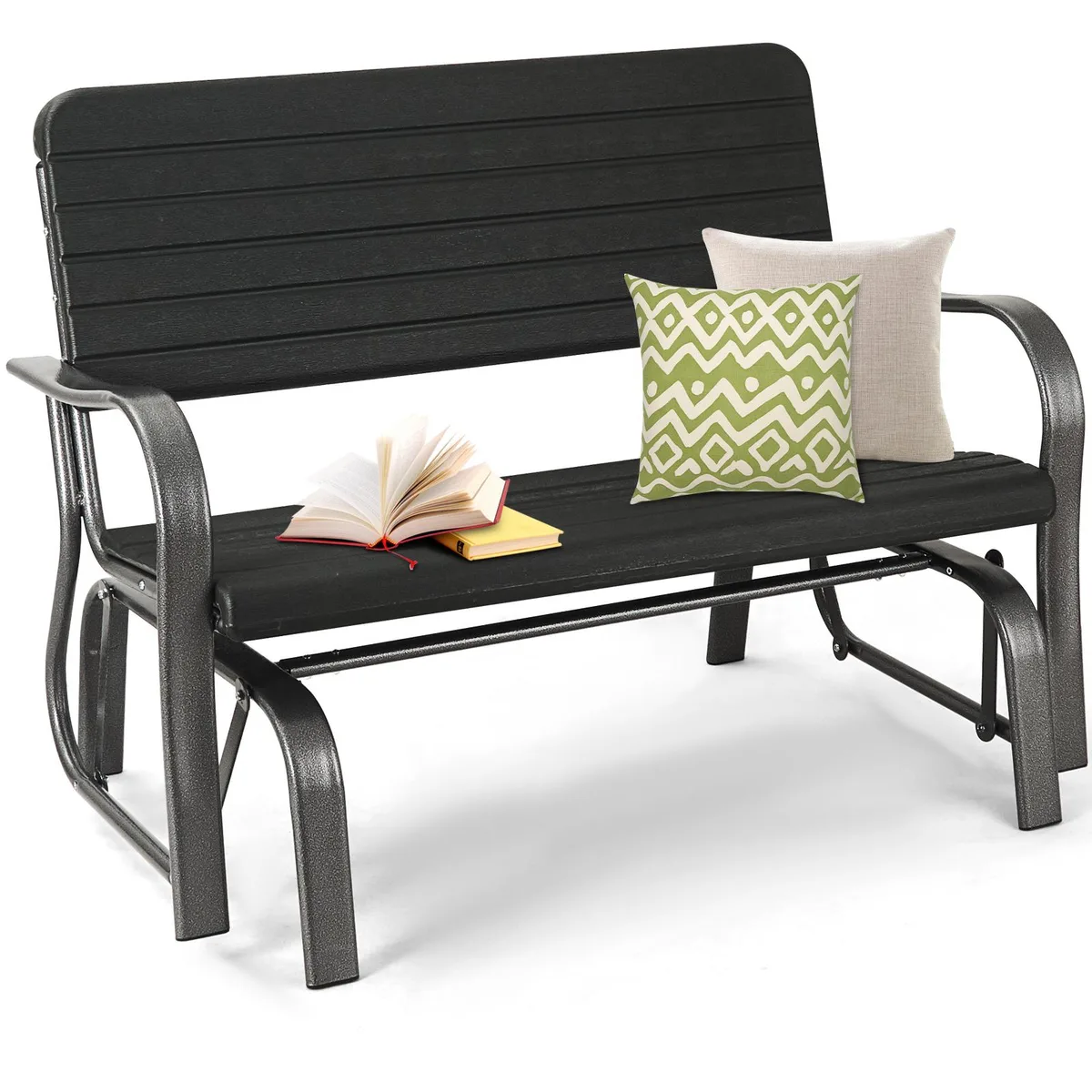 SlickBlue SlickBlue Outdoor Patio Steel Swing Bench Loveseat Black — product photo