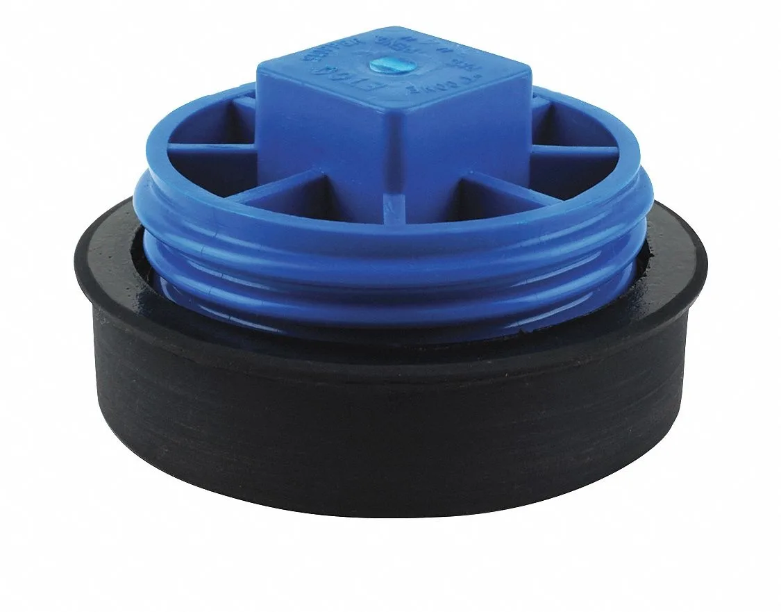Black rubber mechanical test plug with ABS plate, 3-1/2 inch size