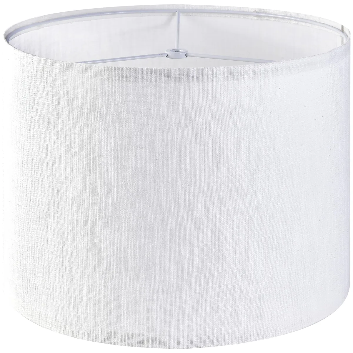 White textured linen drum shade 13 by 13 by 10 inches spider fitter
