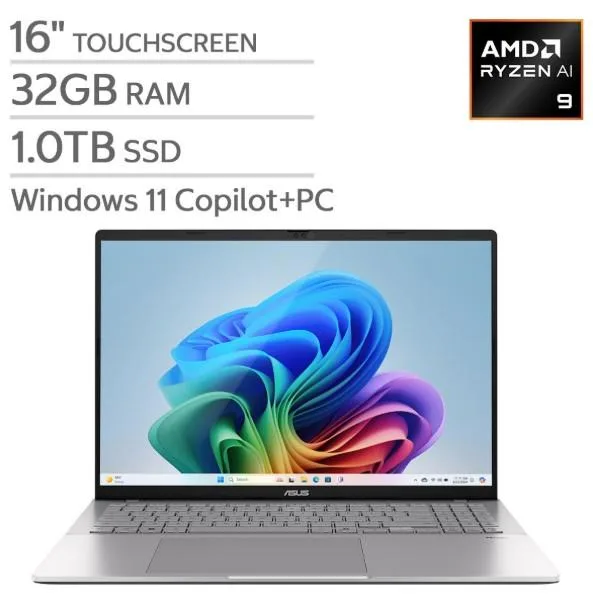 ASUS ASUS Vivobook S16 16" Touch Copilot+ AMD Ryzen AI 9 465 32GB 1TB laptop — product photo