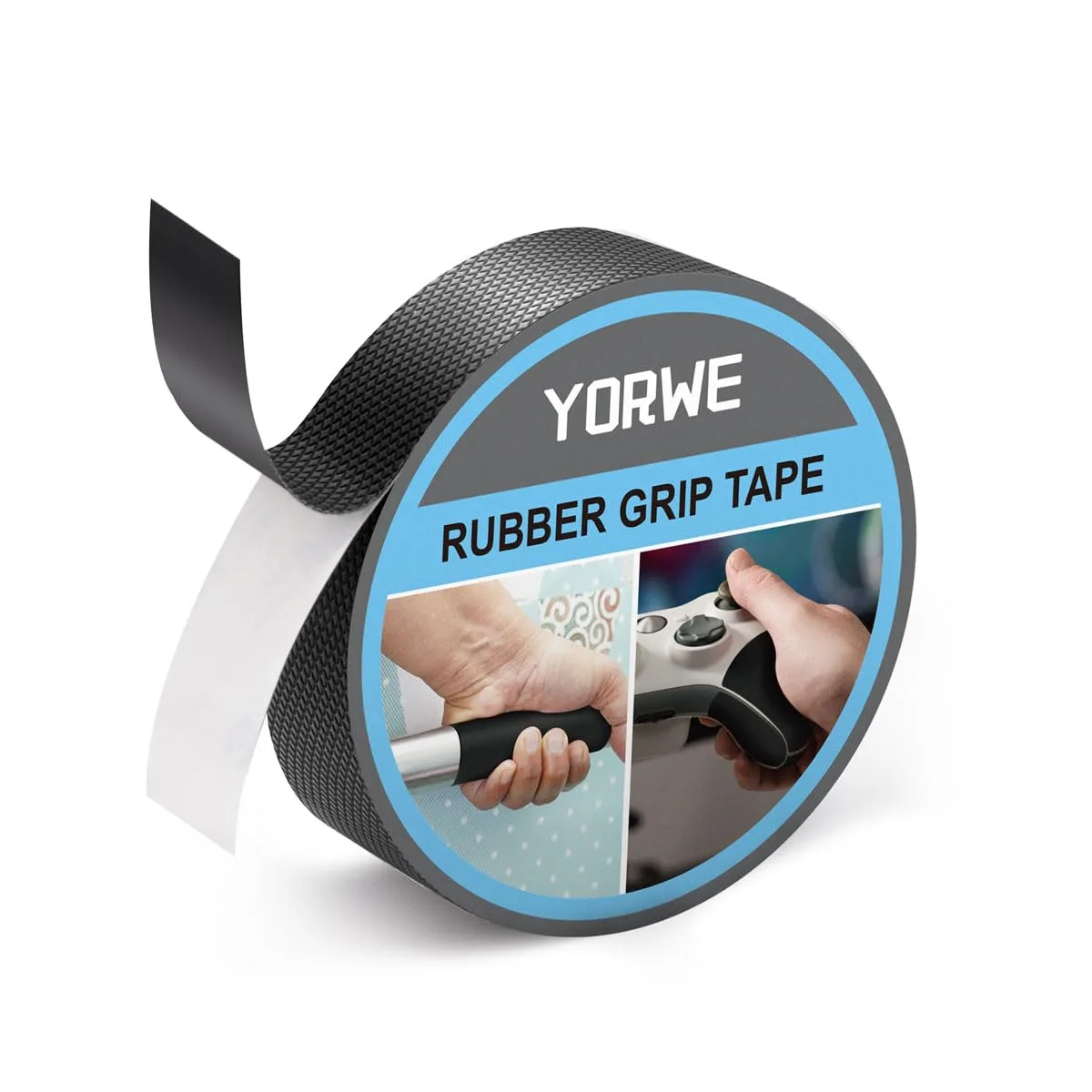 Black rubber grip tape roll, 1 inch wide by 10 feet long, diamond-textured surface