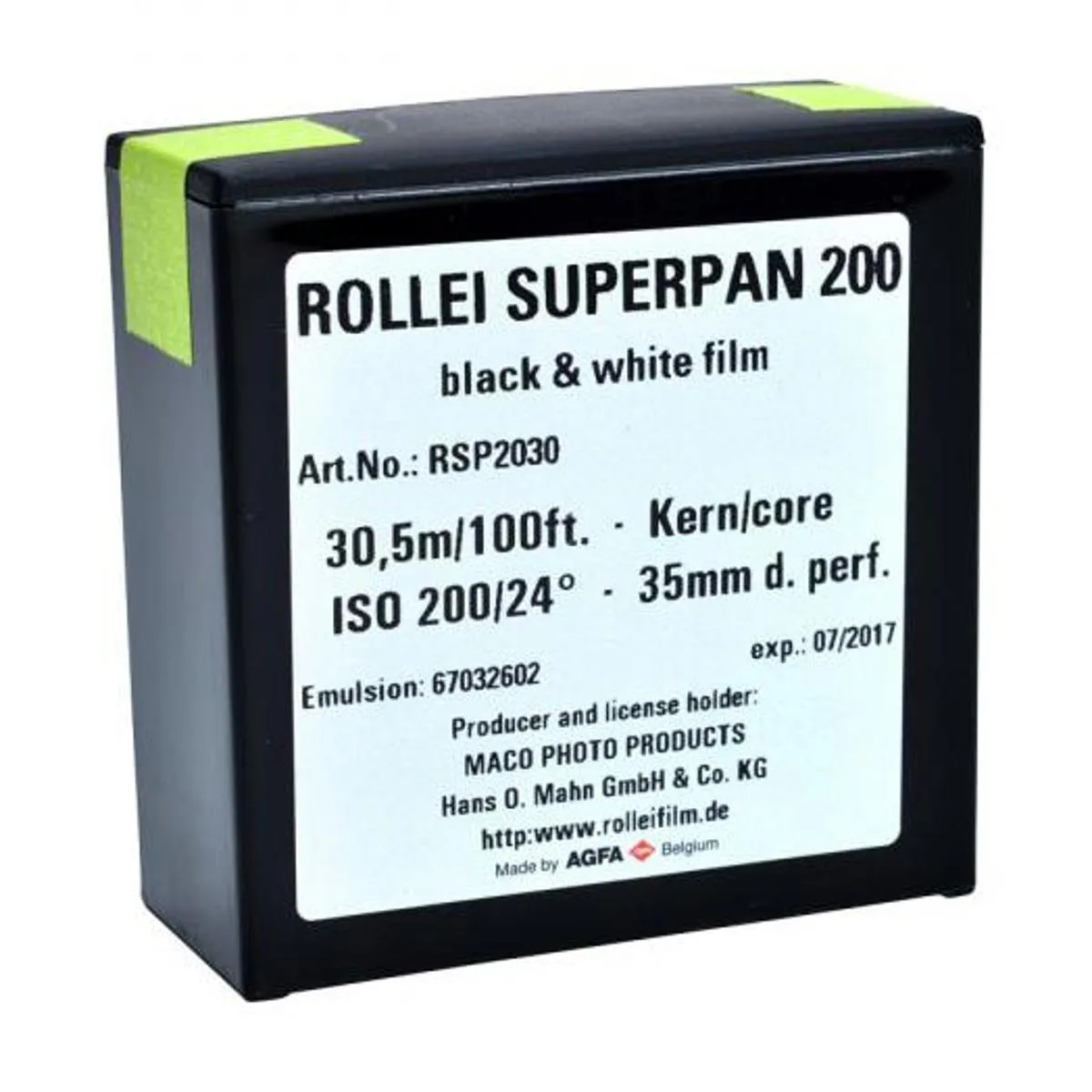 ROLLEI Rollei Superpan 200 35mm 100' Black and White Negative Film — product photo