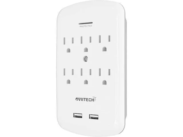 LORDWORLD LORDWORLD 6-Outlet Surge Protector 900 Joules 3.1A USB White — product photo
