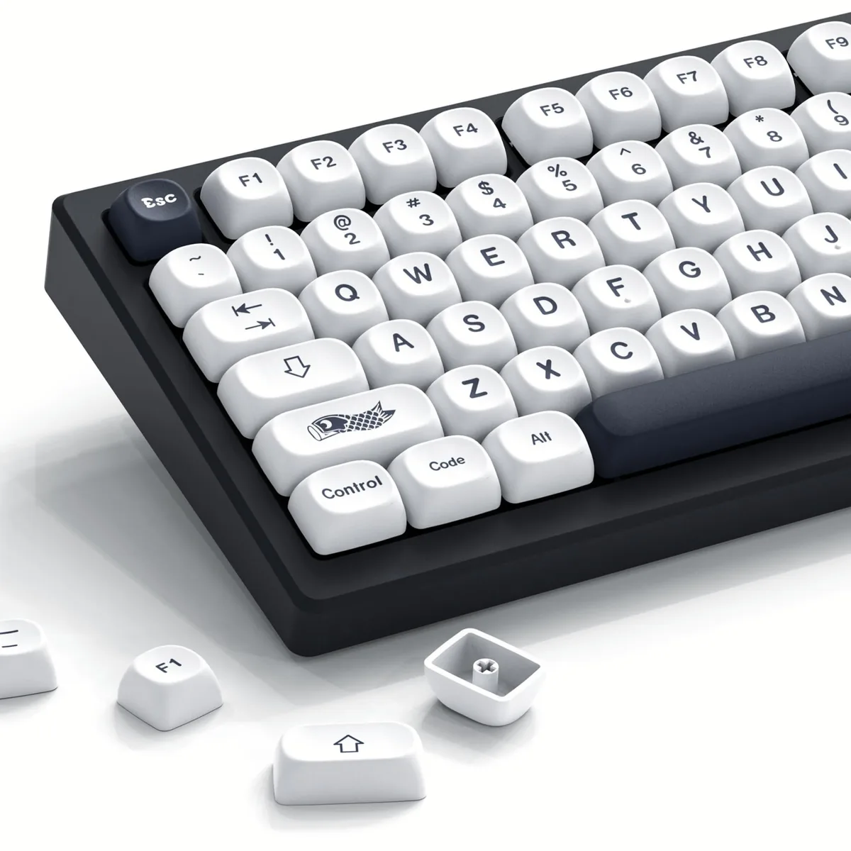Womier Womier Japanese MOA Keycaps PBT White and Black 60 65 75 80 100% Cherry MX — product photo