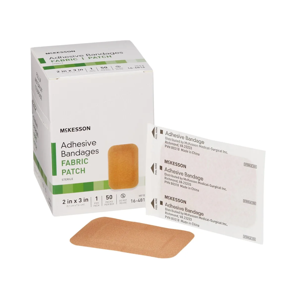  McKesson 16-4816 Sterile Fabric Adhesive Bandages Tan 50 ct — product photo