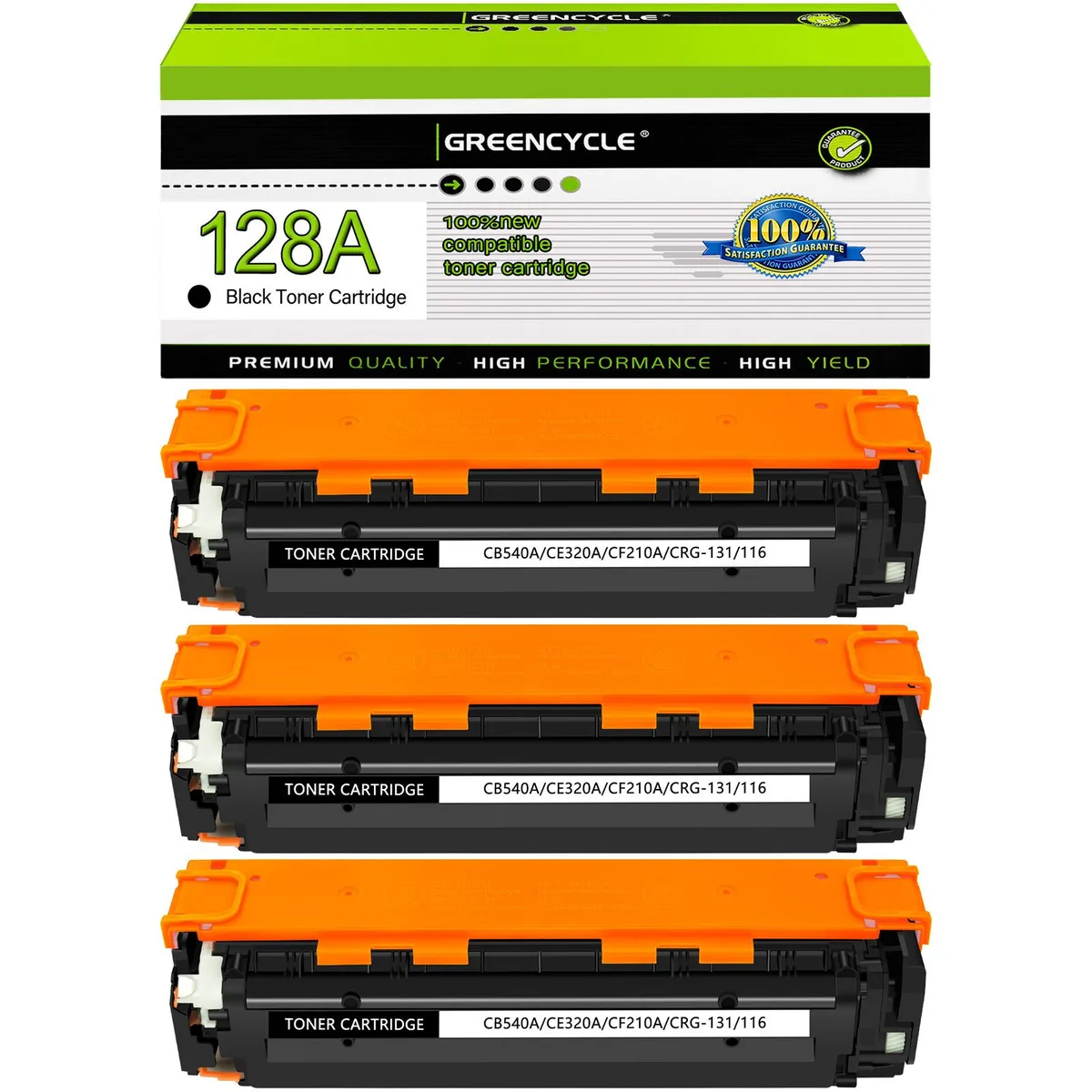 GREENCYCLE GREENCYCLE 128A CE320A Black Toner Cartridge 3 Pack — product photo