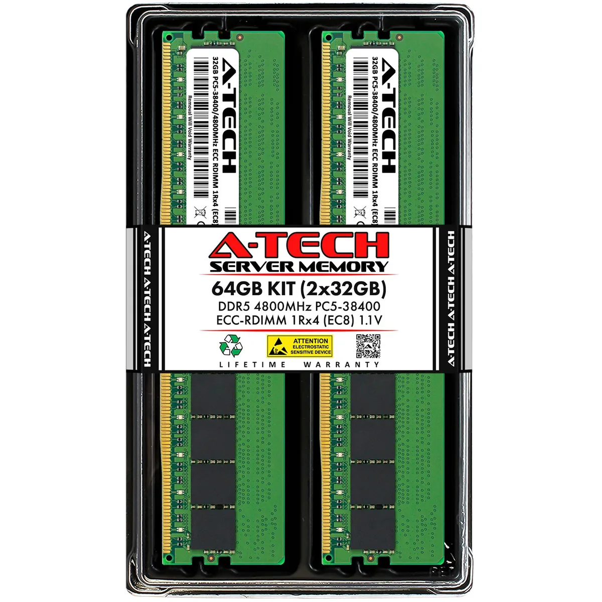 A-Tech A-Tech 64GB (2x32GB) DDR5 4800 ECC RDIMM 1Rx4 Server RAM — product photo