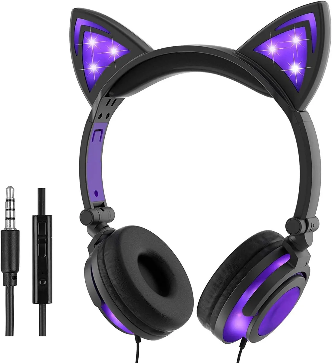 Choseal Choseal Kids LED Cat-Ear Headphones with Mic (Purple) — product photo