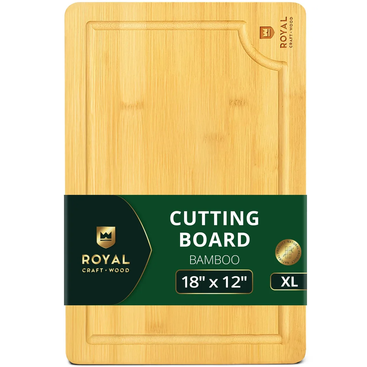  Bamboo Cutting Board Set 18 x 12 in with Juice Groove and Handles — product photo