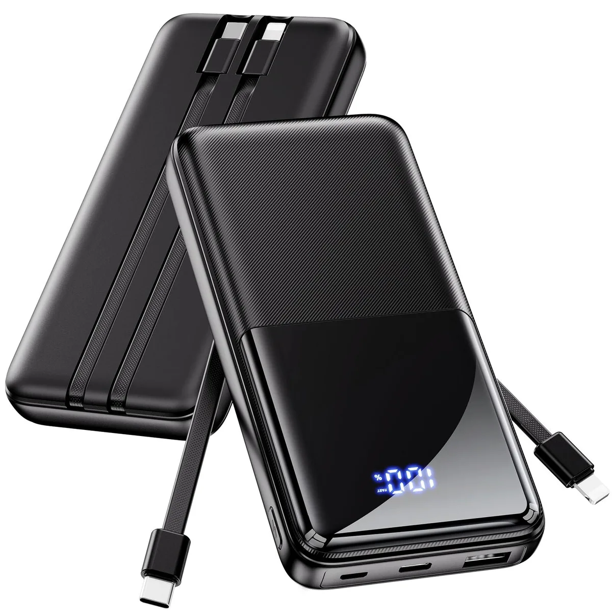 CFIAI PB-08 15000mAh power bank 22.5W built-in cables — product photo