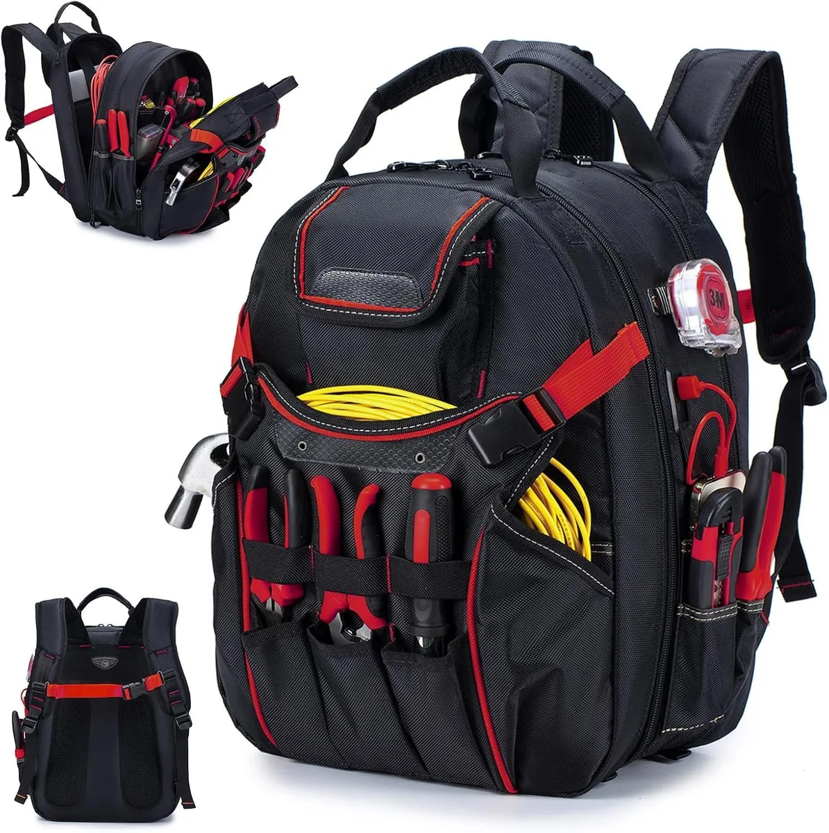 BFKK BFKK Tool Backpack 52 Pockets Red 15.6" Laptop Compartment — product photo